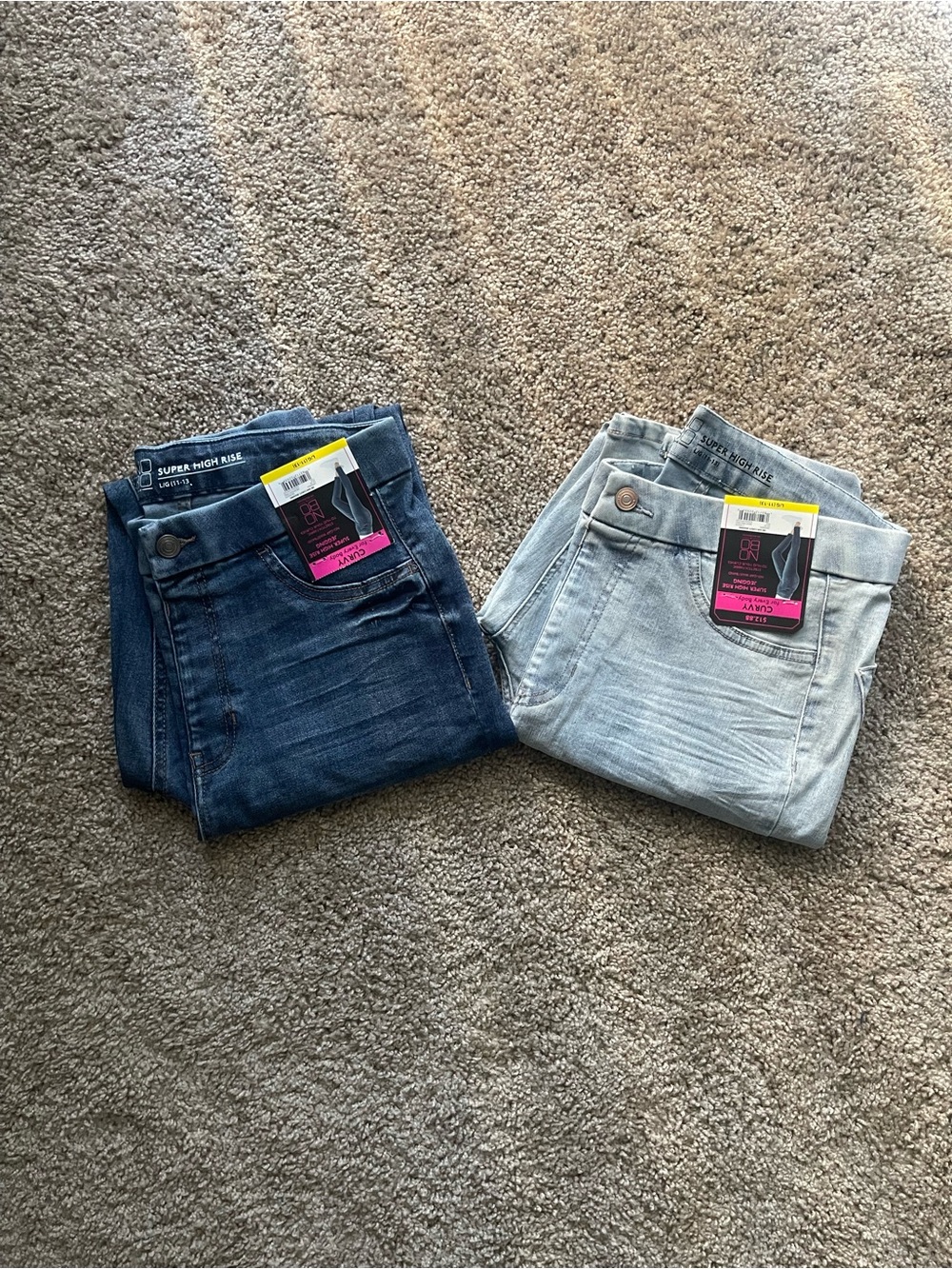 NWT Lot of 2 No Boundaries Super High Rise Curvy Jeggings Size L (11-13) Blue